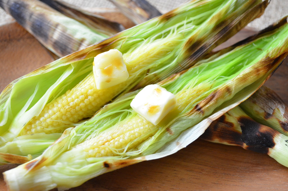 皮つきヤングコーンのグリル バター醤油で Vegetable Theme Park Fukaya 深谷市