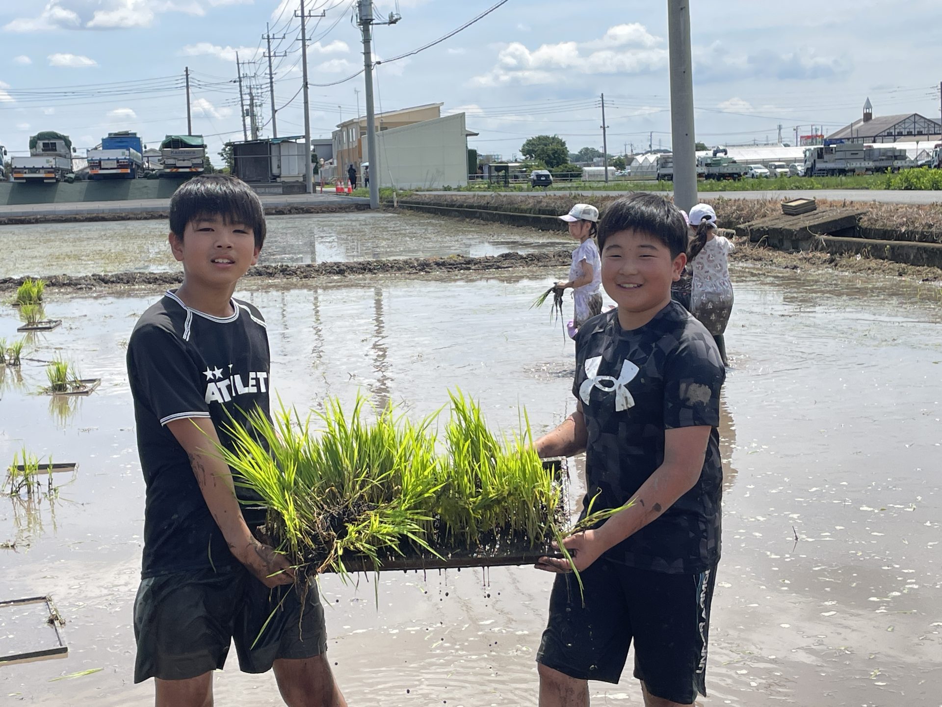 泥んこまみれが新鮮！大人も子供も大満足の田植え体験！